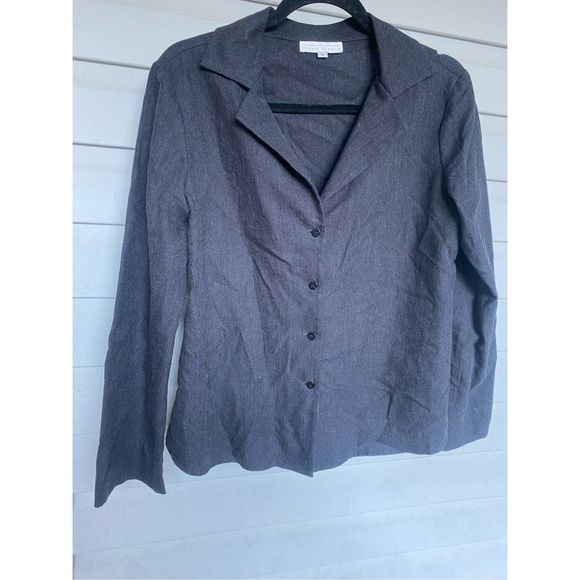 Diana Slavin Gray Dot Button Up Shirt Blazer Jacket, Size Small - Picture 4 of 9